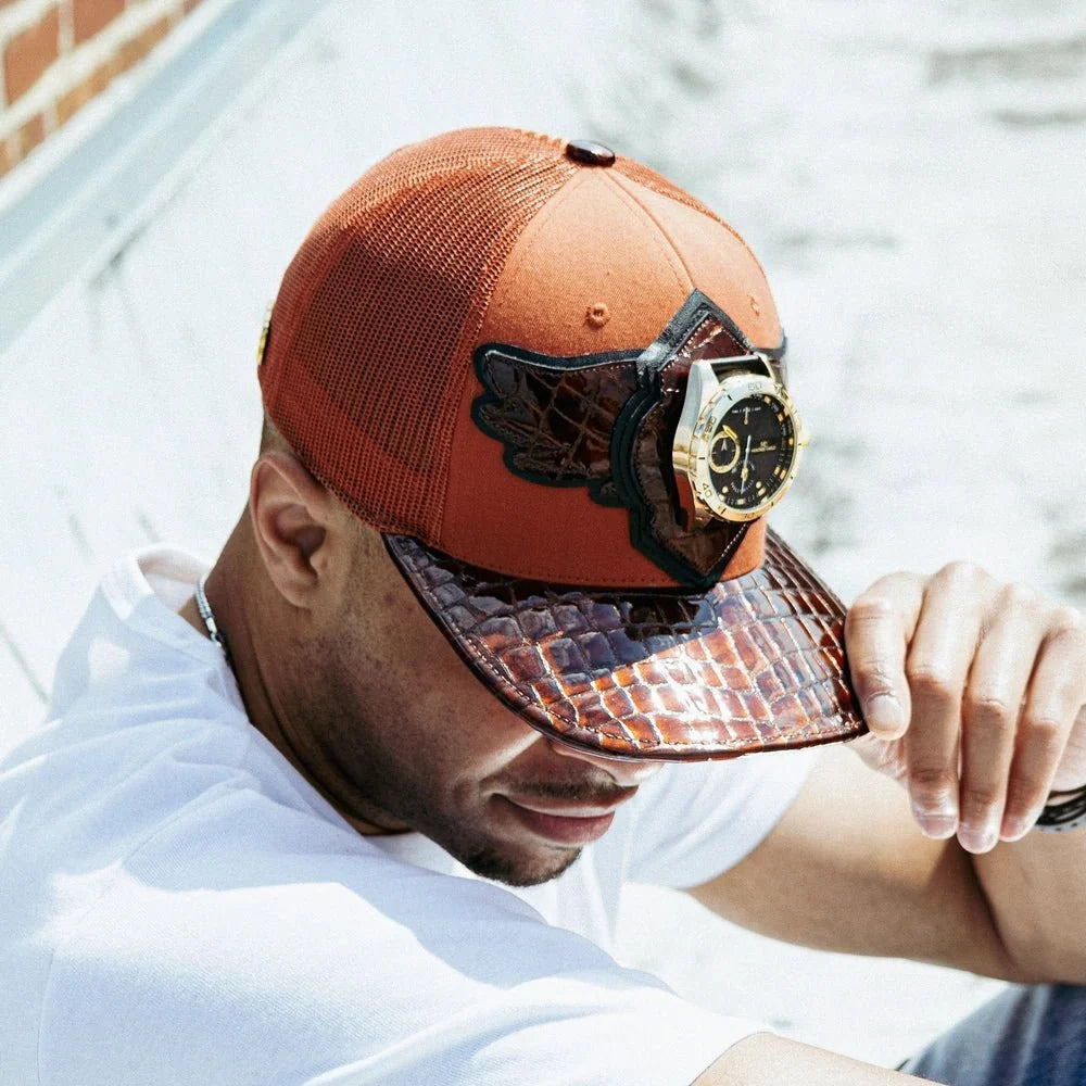 Casquette de camionneur en laine Breyer's Buck 50 avec visière en cuir