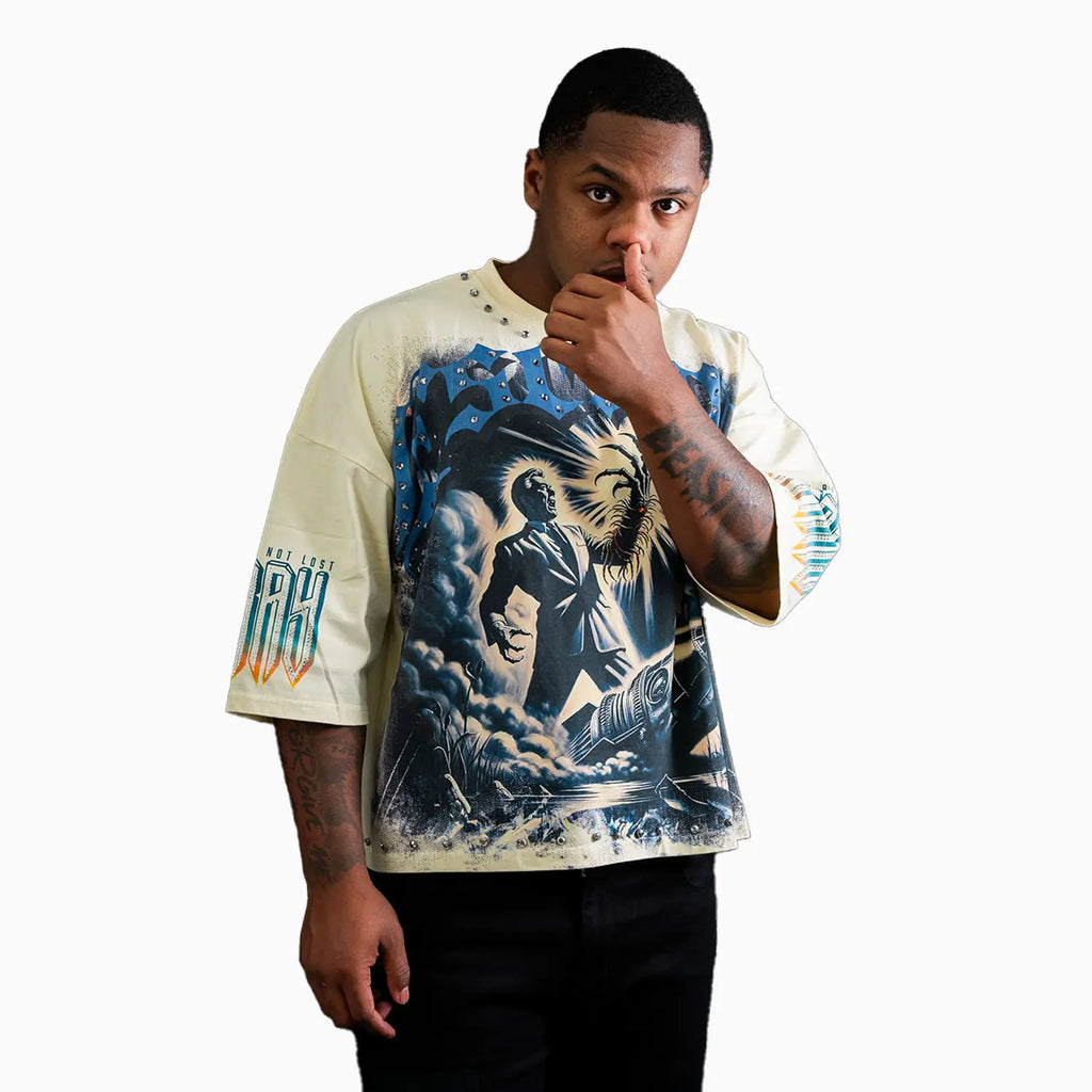 Men's Escape Stray Graphic Wide Crop Fit T-Shirt
