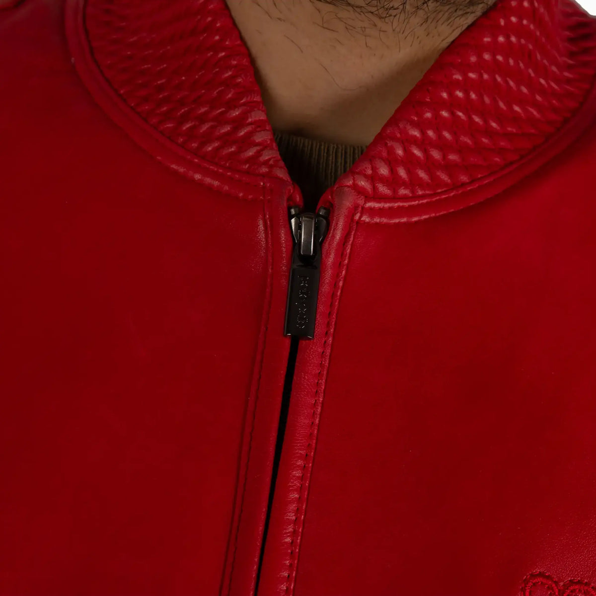 Chaqueta de cuero blusón básica para hombre