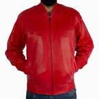 Chaqueta de cuero blusón básica para hombre