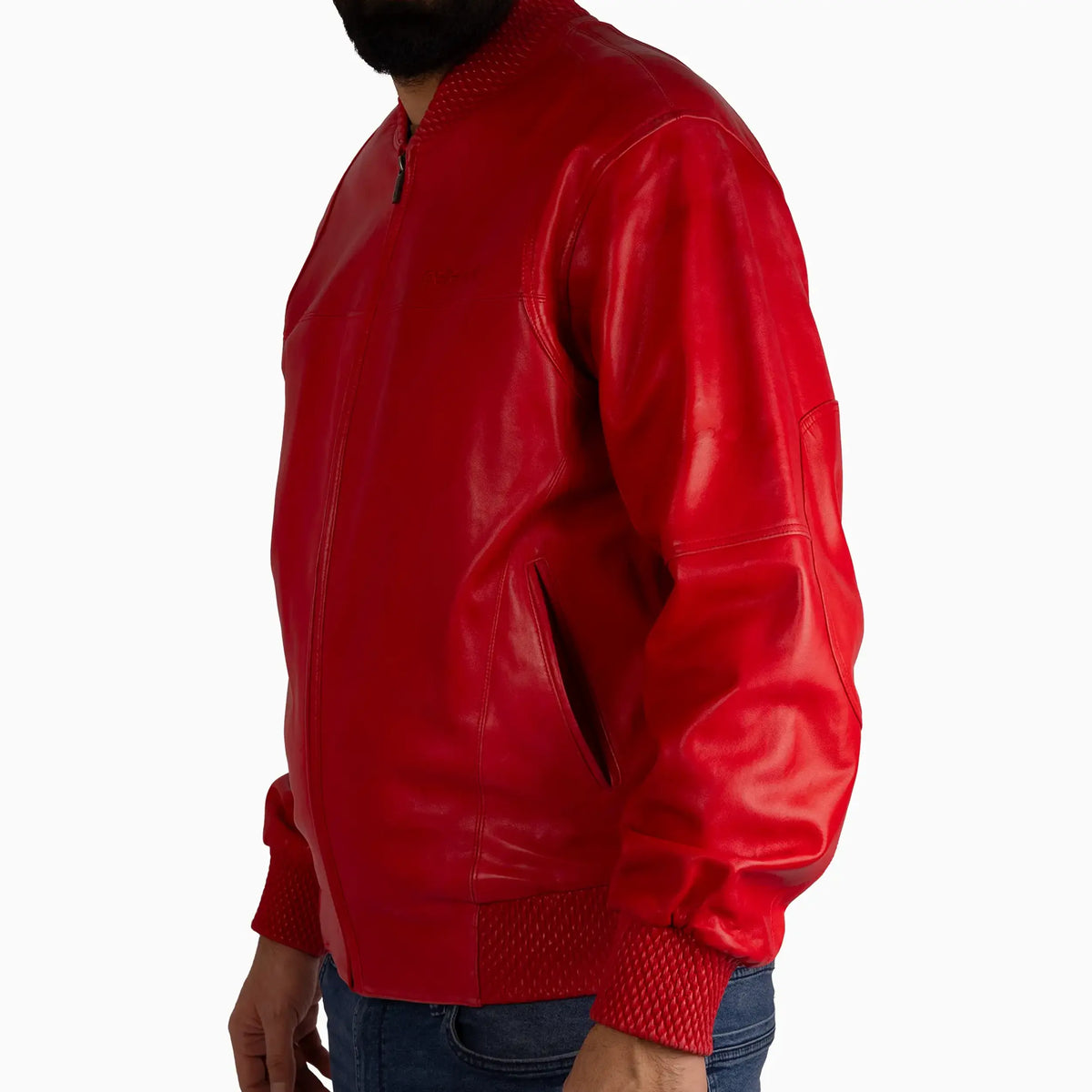 Chaqueta de cuero blusón básica para hombre