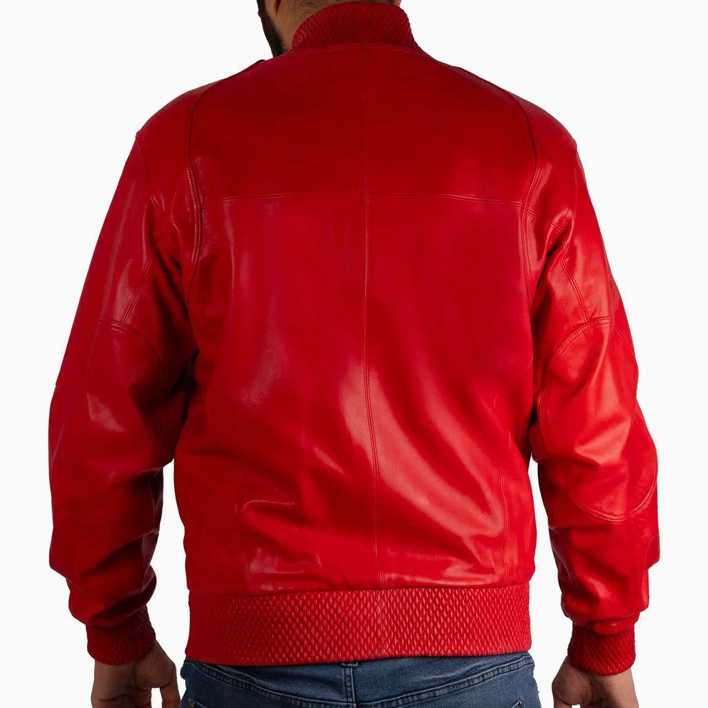 Chaqueta de cuero blusón básica para hombre