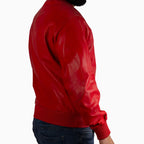 Chaqueta de cuero blusón básica para hombre