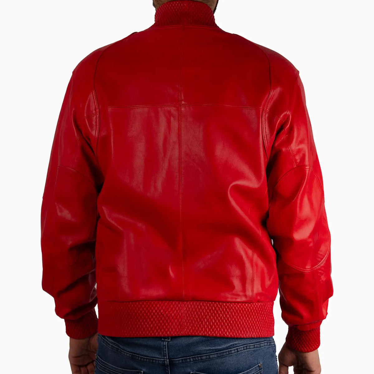 Chaqueta de cuero blusón básica para hombre