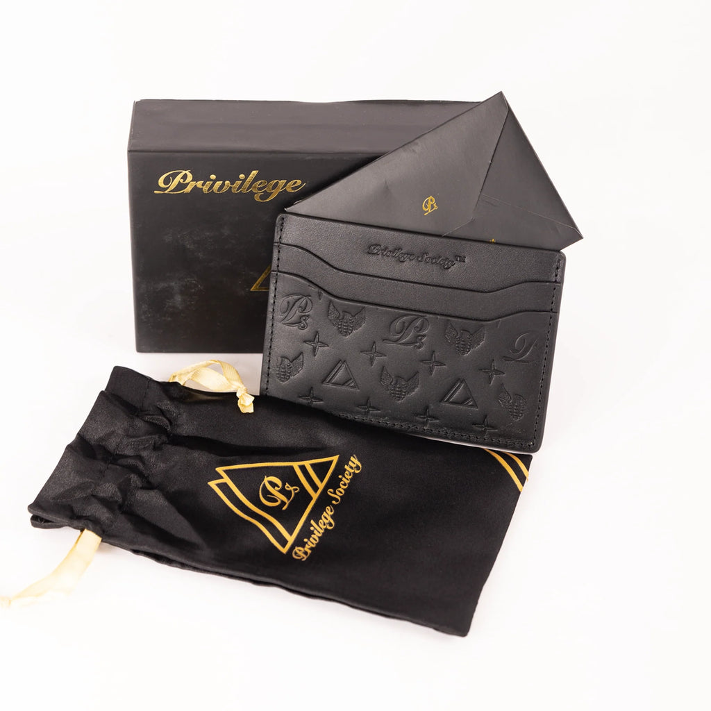 Billetera CC de cuero con monograma para hombre