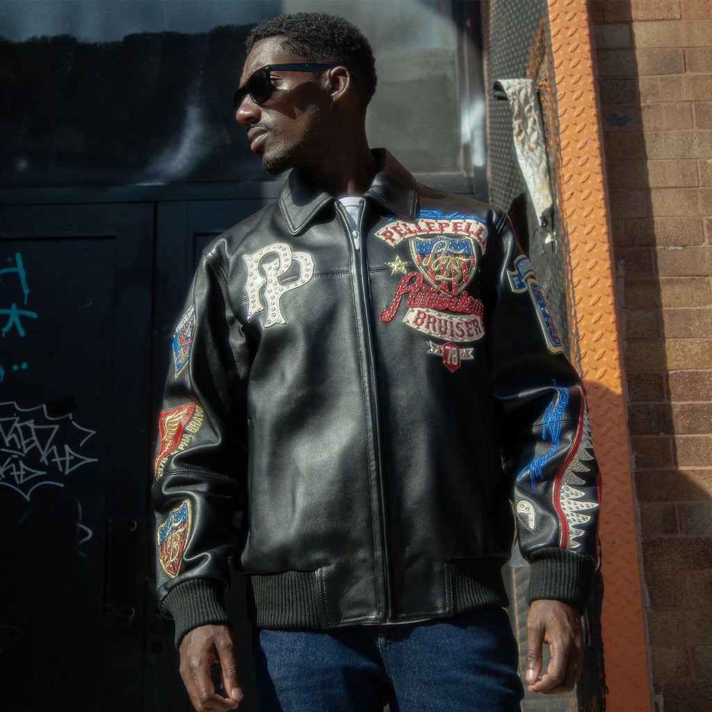 Chaqueta de cuero de felpa American Bruiser para hombre