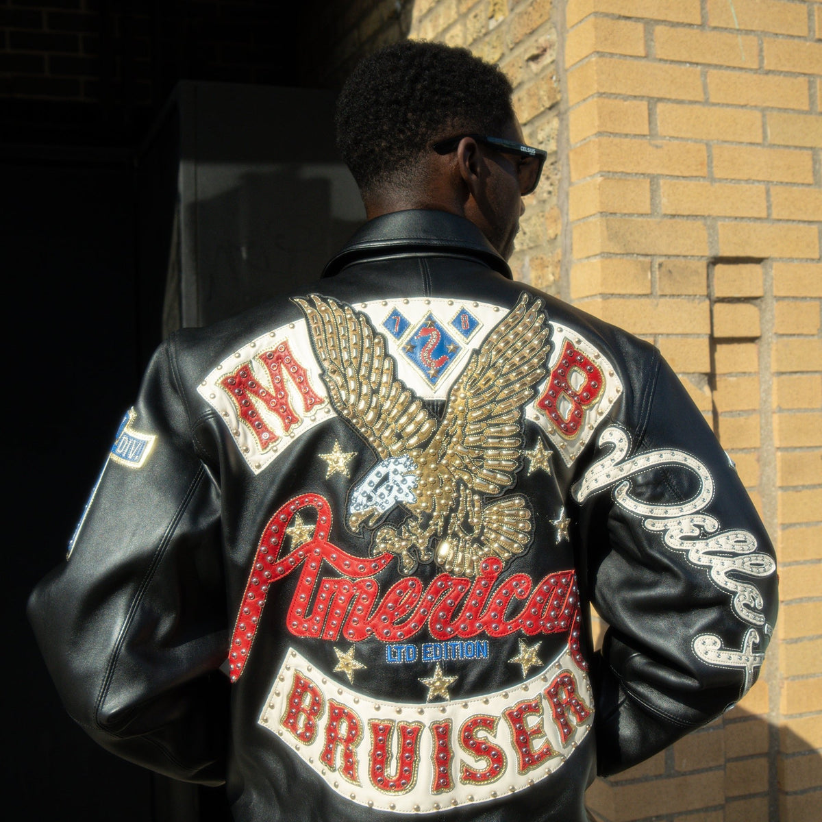 Chaqueta de cuero de felpa American Bruiser para hombre