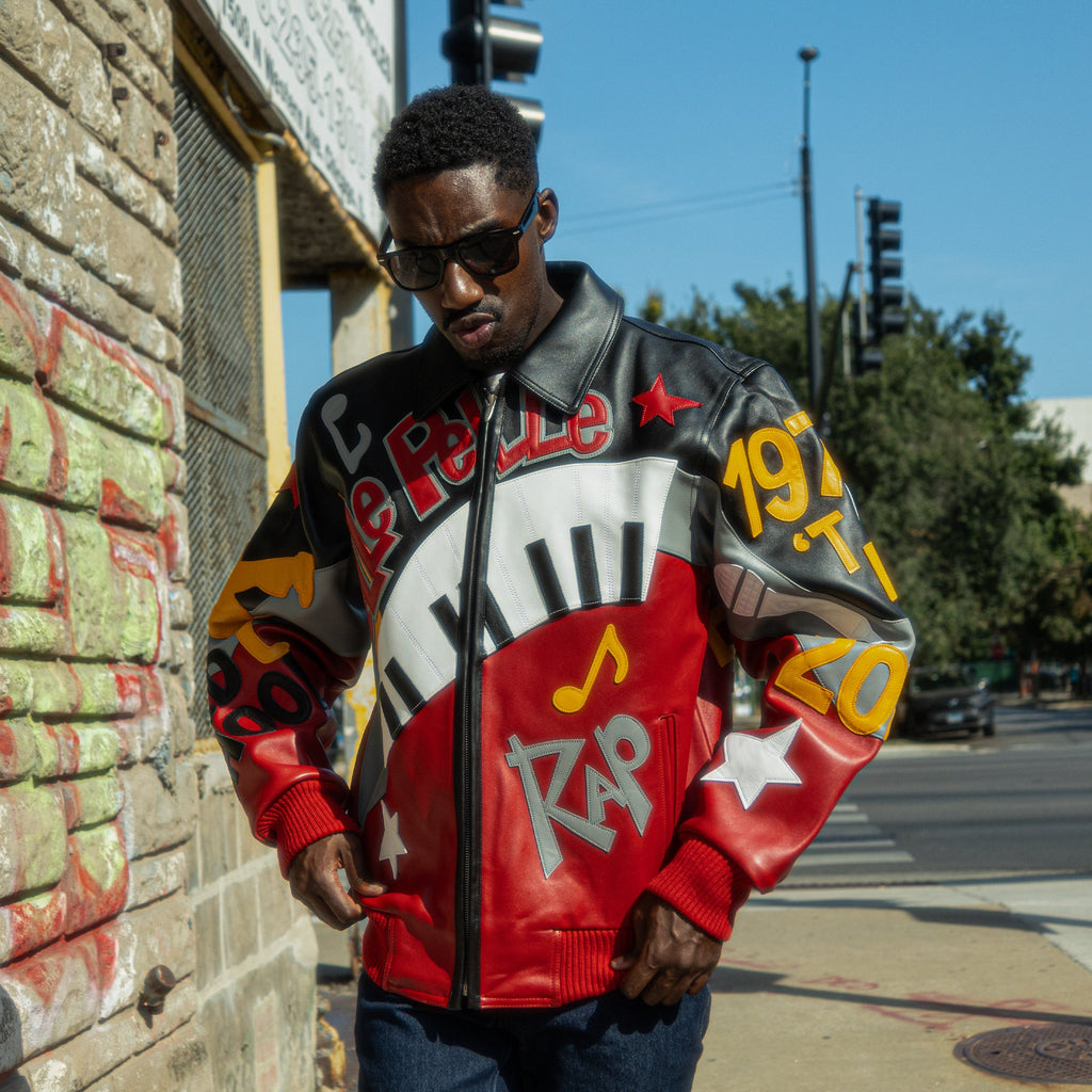 Blouson en cuir 50 ans de hip-hop pour homme