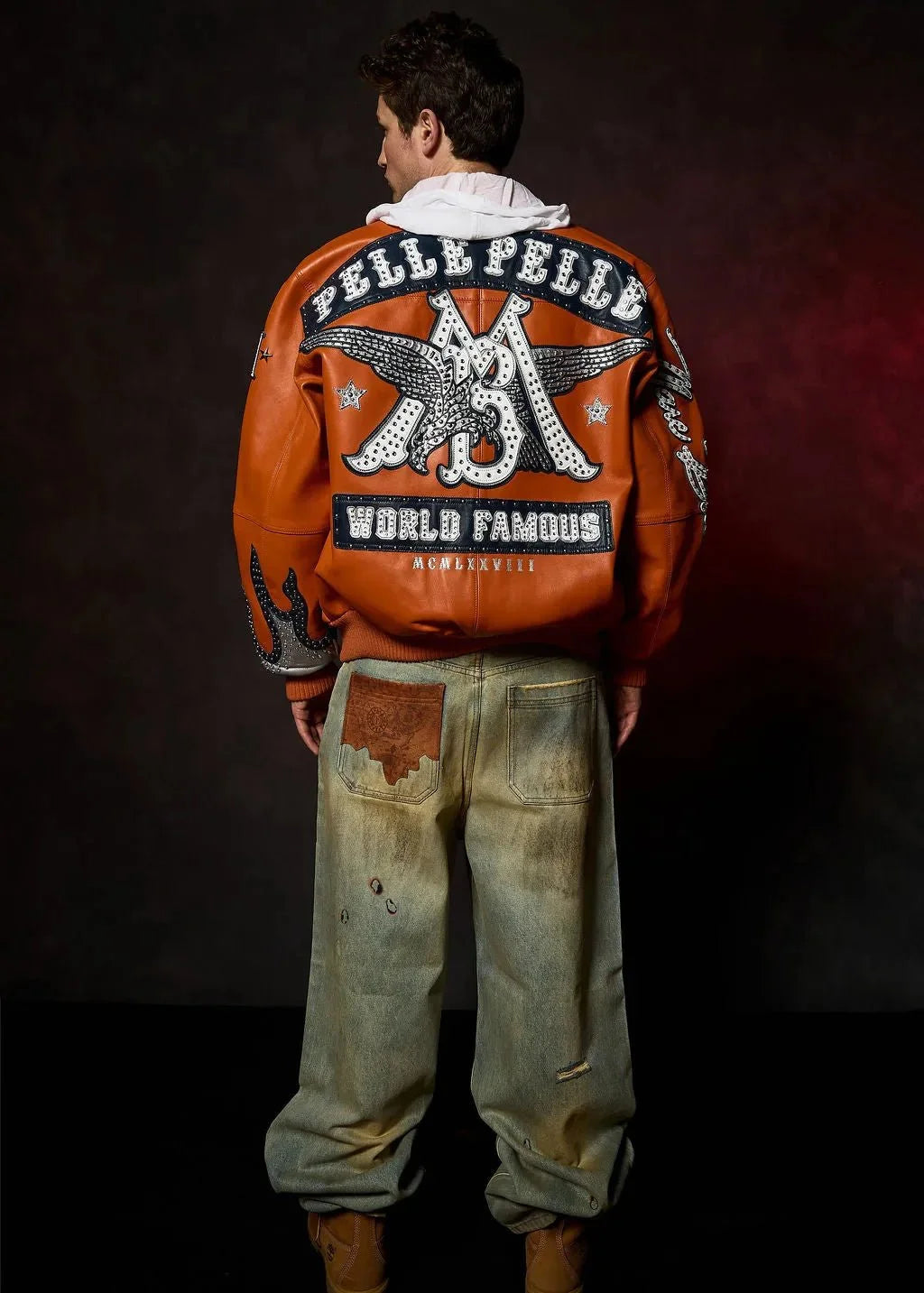 Chaqueta de cuero para hombre World Famous Pelle