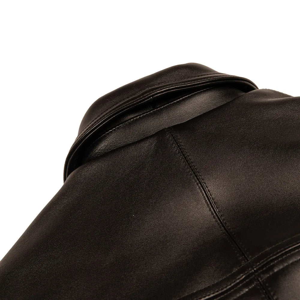 Blouson homme en cuir grainé et côtelé