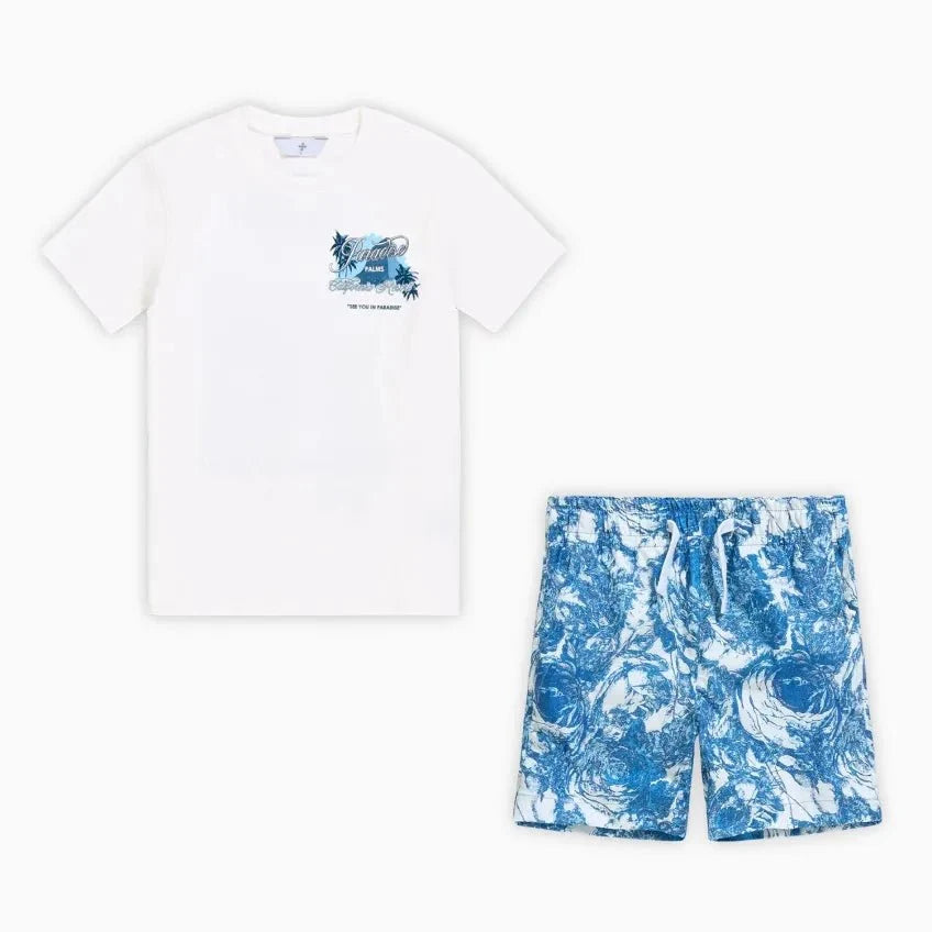Conjunto de camiseta y shorts Paradise Palms para niños