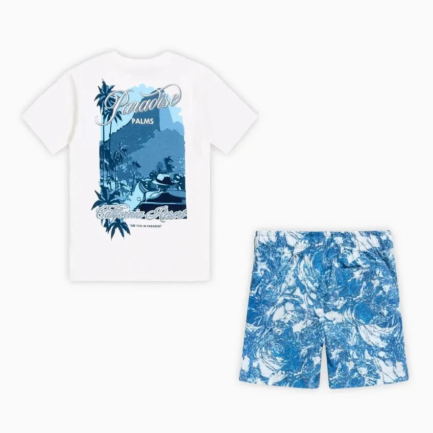 Conjunto de camiseta y shorts Paradise Palms para niños