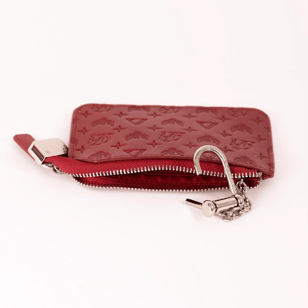 Porte-clés portefeuille en cuir monogrammé pour homme