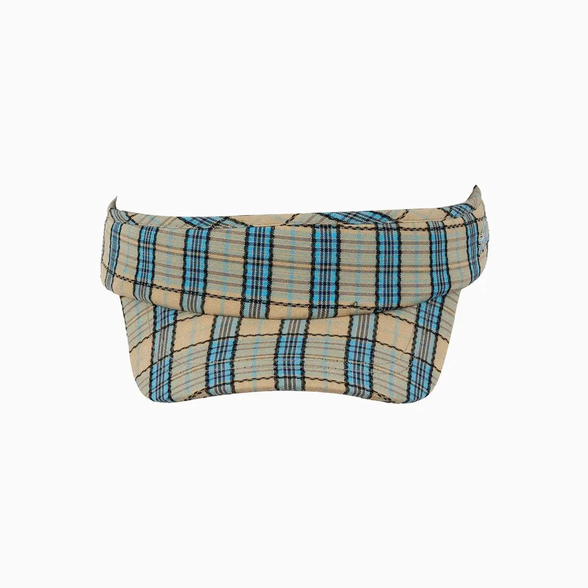 Visera deportiva ajustable clásica de tartán caqui azul
