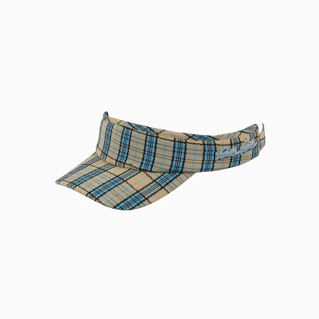 Classic Khaki Blue Tartan Adjustable Sports Visor