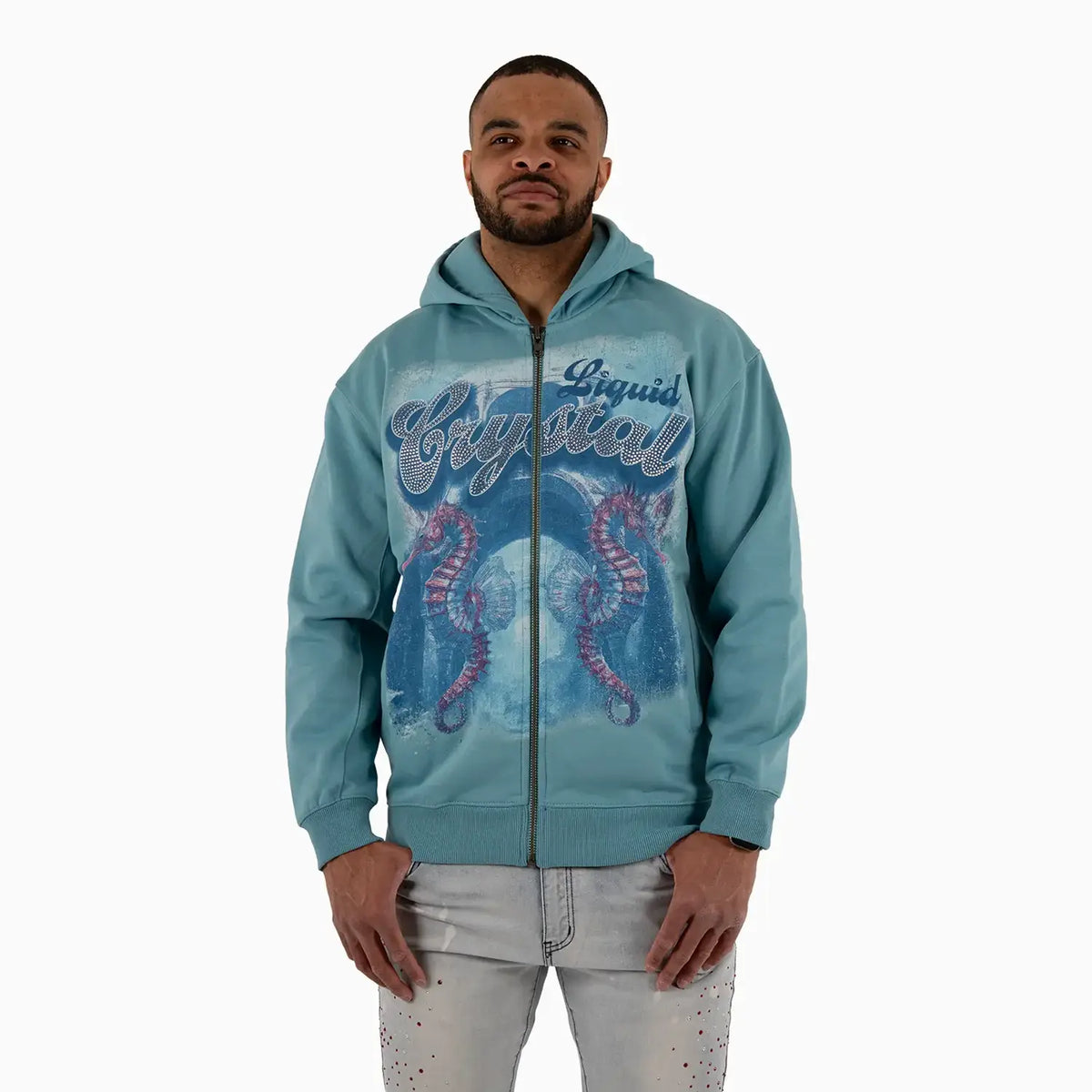 Sweat à capuche hippocampe en strass LC pour homme