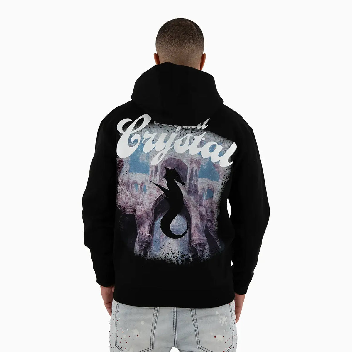Sweat à capuche Homme Motif hippocampe en strass LC
