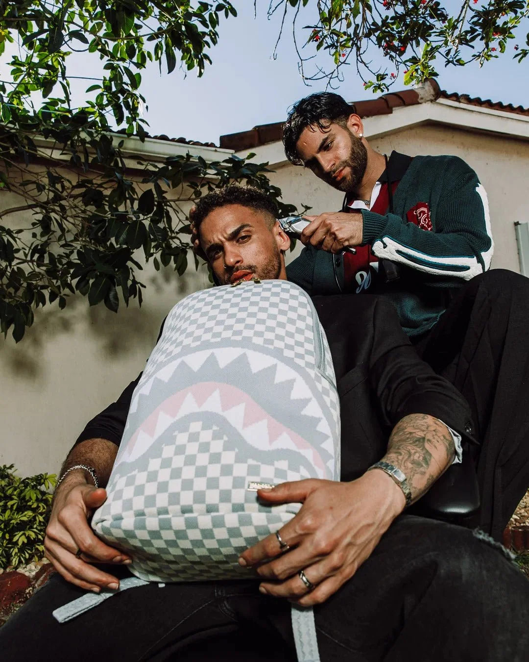 Knit Sharks In Paris In Cream Dlx Backpack