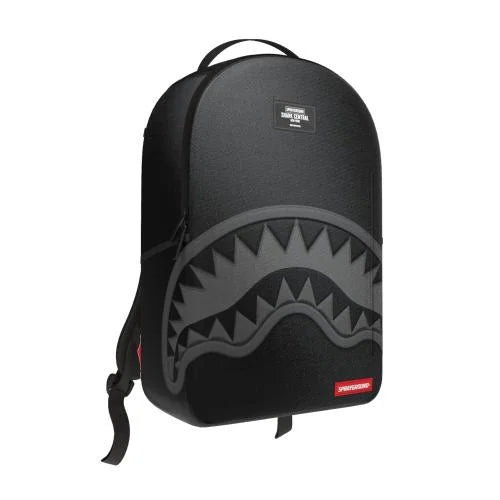 Sac à dos Shark Central en nylon noir avec logo embossé gris