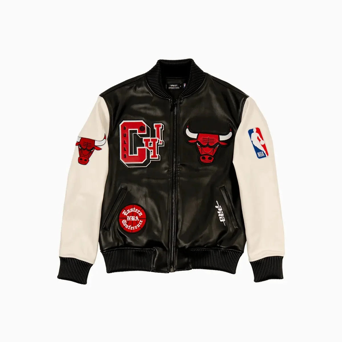 Chaqueta universitaria de cuero de los Chicago Bulls para hombre