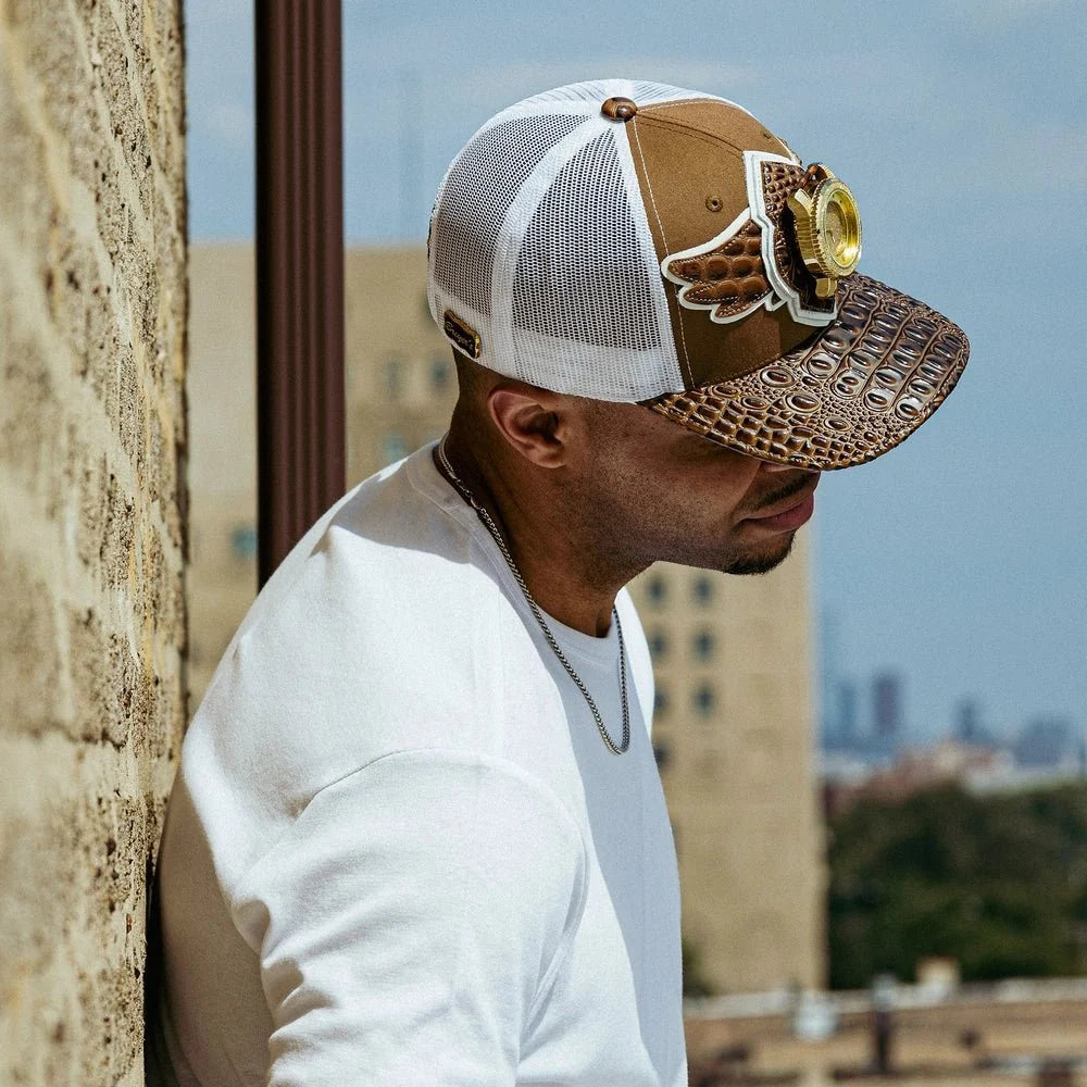 Gorra de camionero de lana Breyer's Buck 50 con visera de cuero