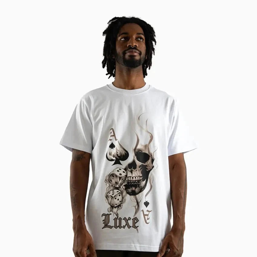 T-shirt à manches courtes avec motif tête de mort As de pique pour homme