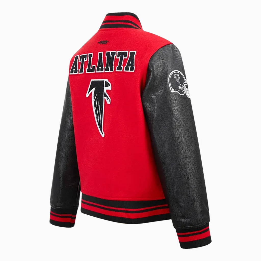 Chaqueta universitaria de lana retro clásica acanalada de los Atlanta Falcons de la NFL para niños