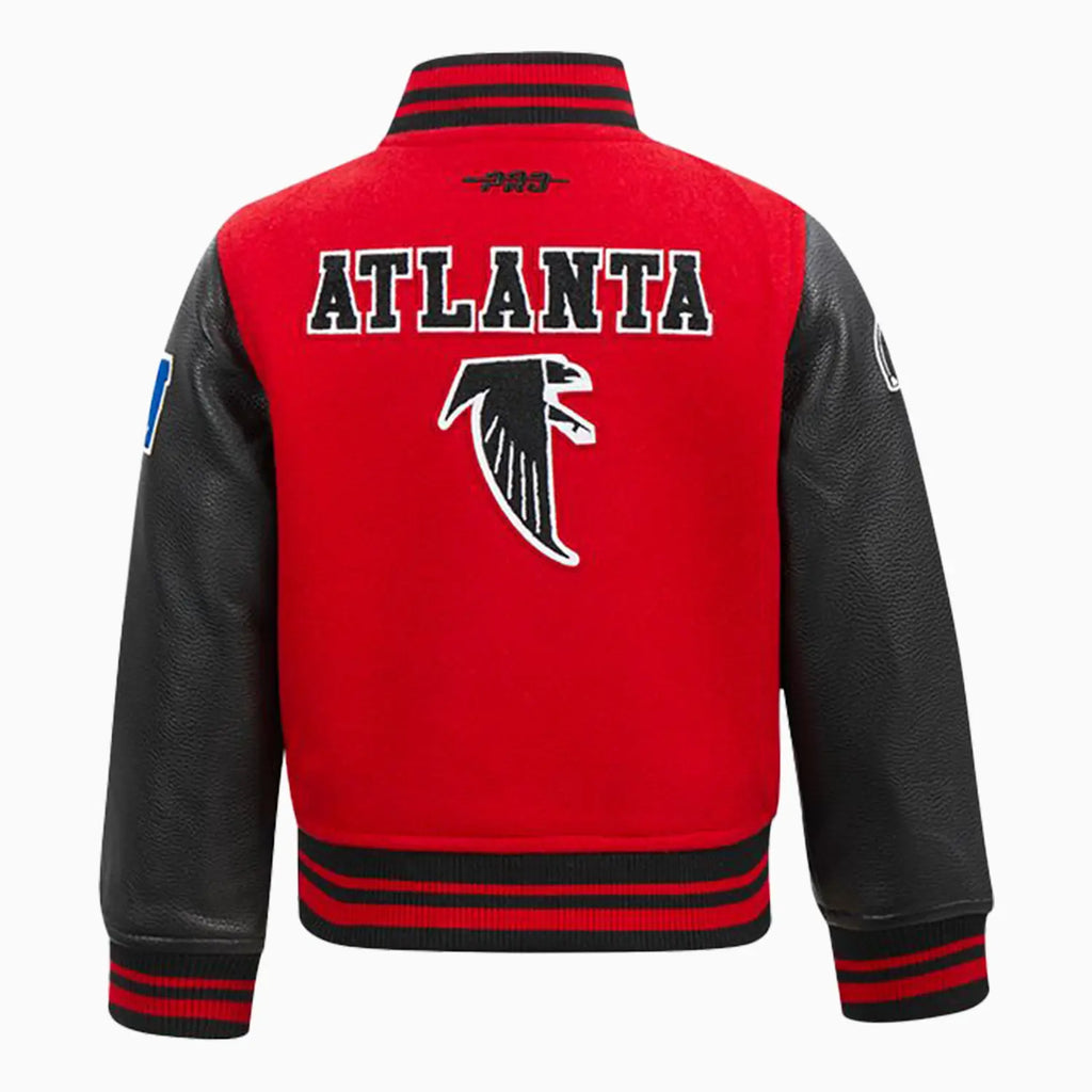 Chaqueta universitaria de lana retro clásica de la NFL Atlanta Falcons para niños