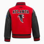 Chaqueta universitaria de lana retro clásica de la NFL Atlanta Falcons para niños