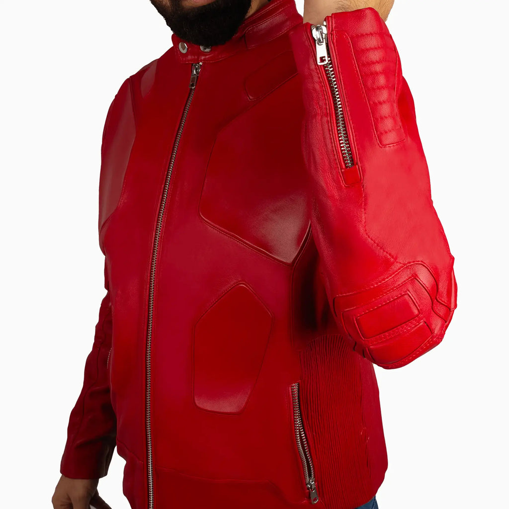 Blouson en cuir Husdon style motard pour homme