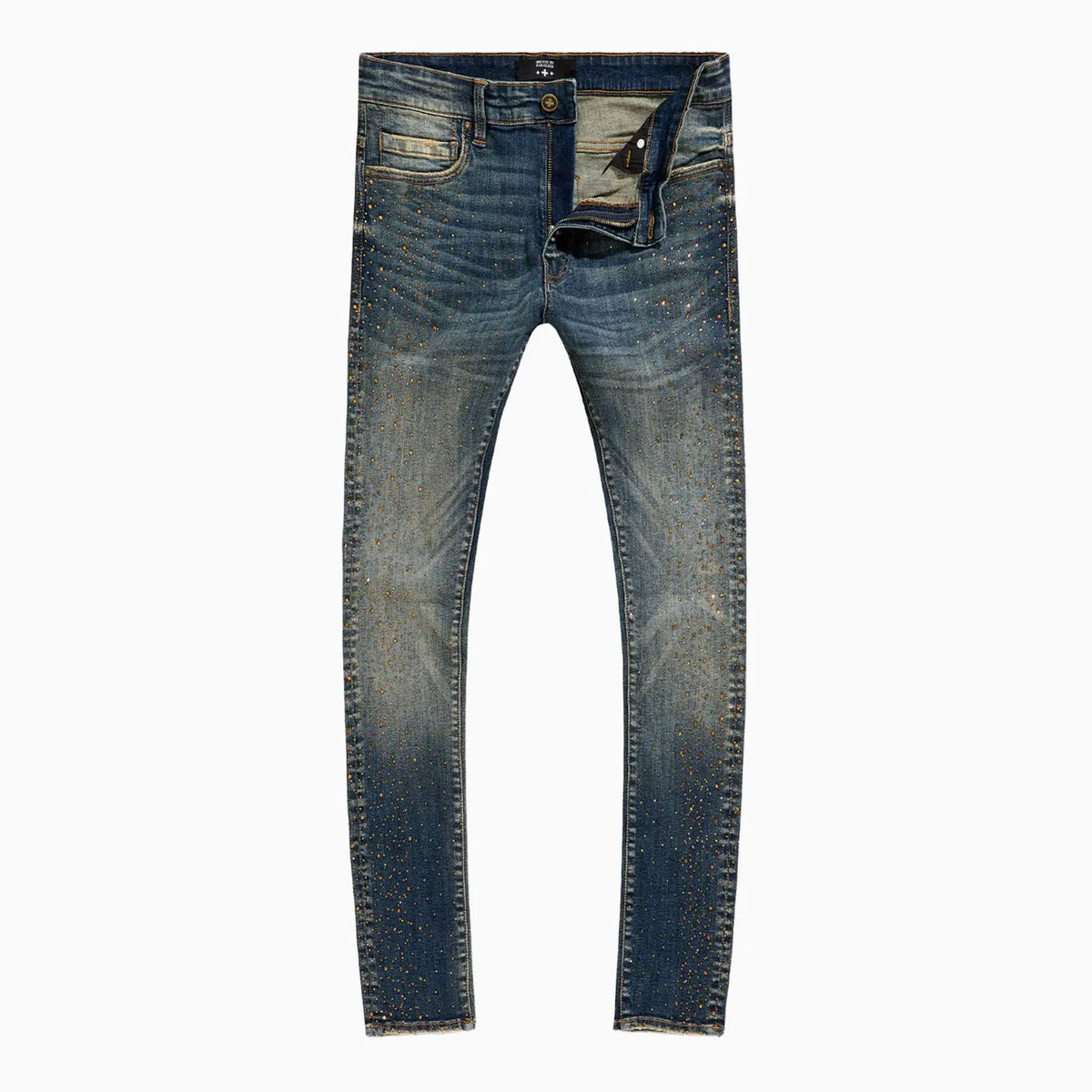 Pantalón de mezclilla para hombre, pitillo, ultraligero, con efecto desgastado