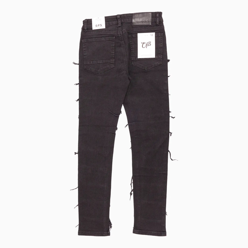Pantalón Vaquero Negro Roto Desgastado para Niño