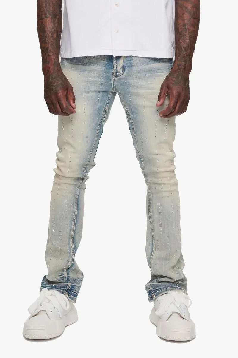 Pantalón ajustado de mezclilla apilado HEATH para hombre