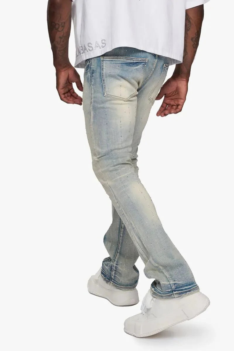 Pantalón ajustado de mezclilla apilado HEATH para hombre