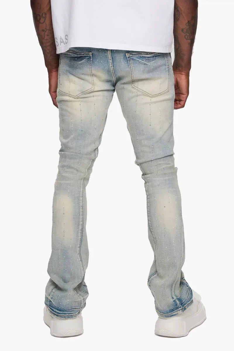 Pantalón ajustado de mezclilla apilado HEATH para hombre