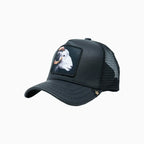 Gorra de camionero de cuero negro de cabra