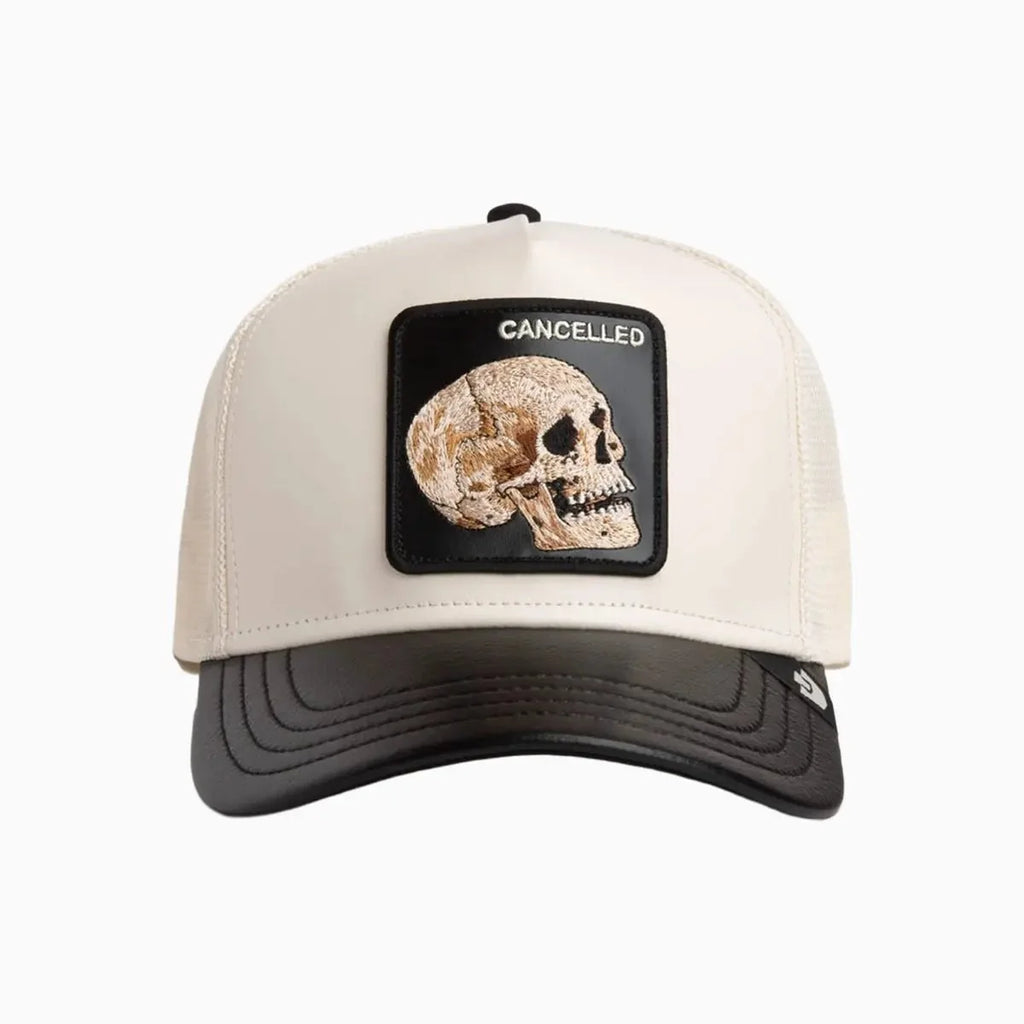 Casquette trucker crâne en similicuir