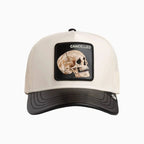 Casquette trucker crâne en similicuir