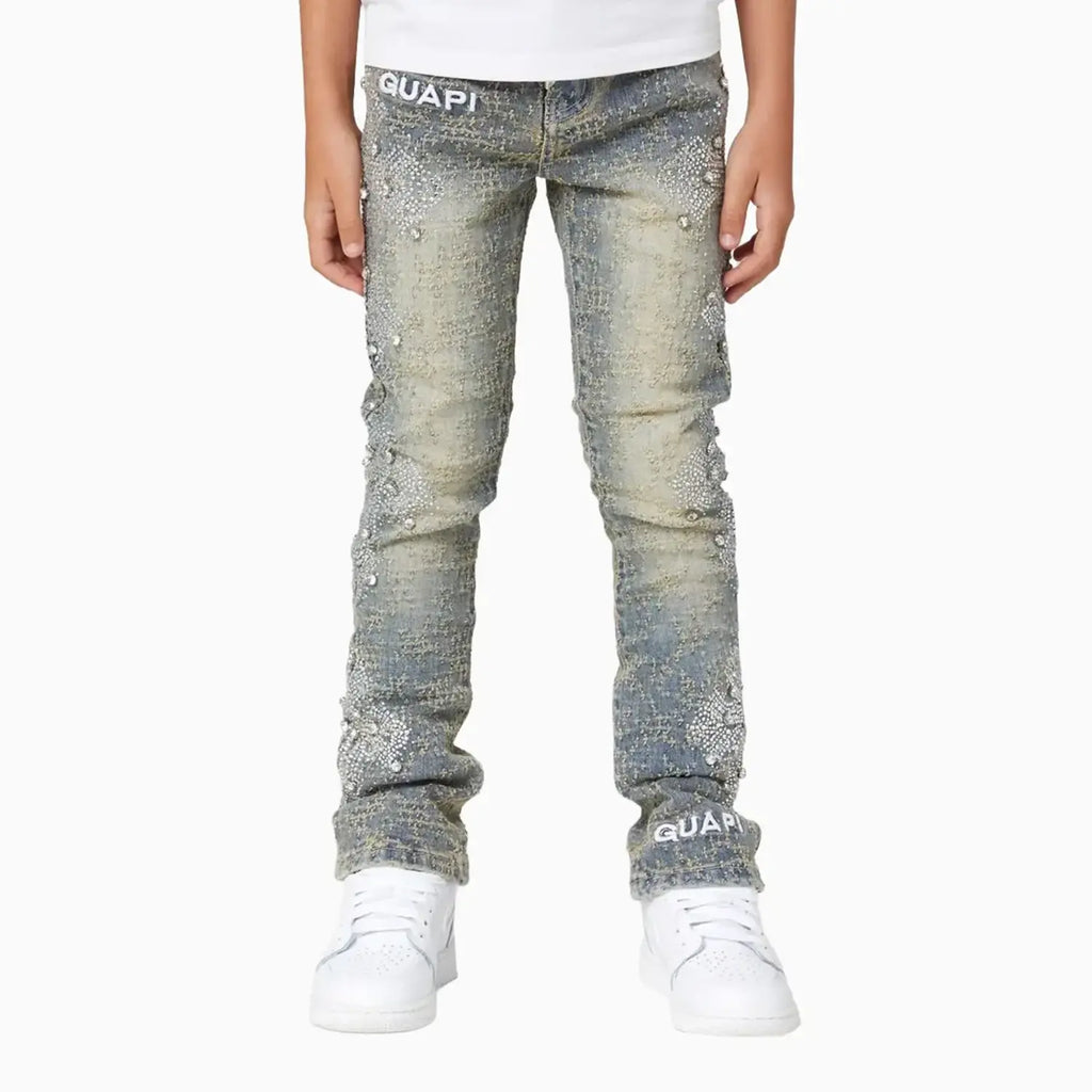 Pantalón vaquero desgastado con cruz para niño