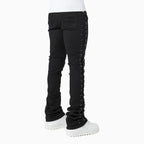 Pantalon en jean noir avec croix brodées pour homme
