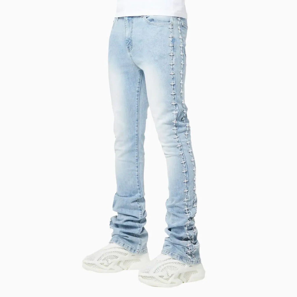 Men's Crosses Embellished Denim Pant