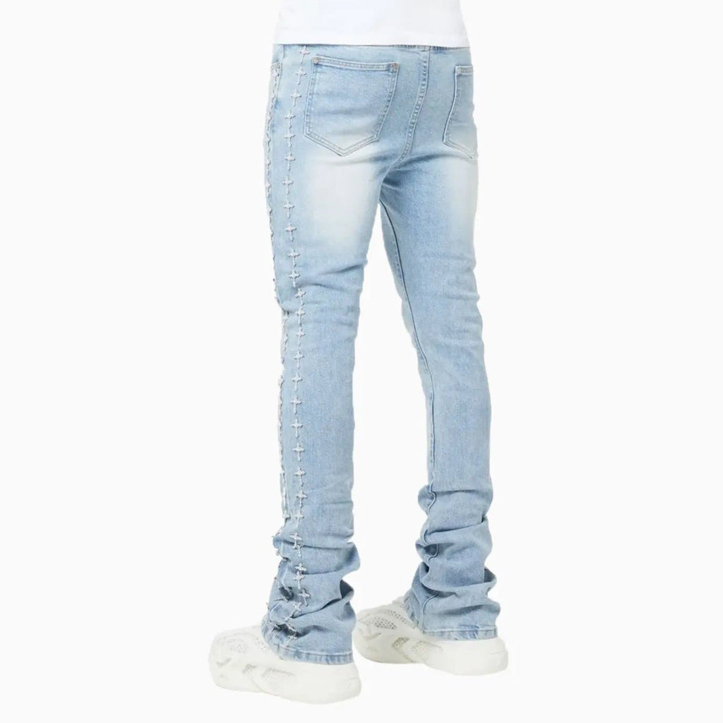 Men's Crosses Embellished Denim Pant