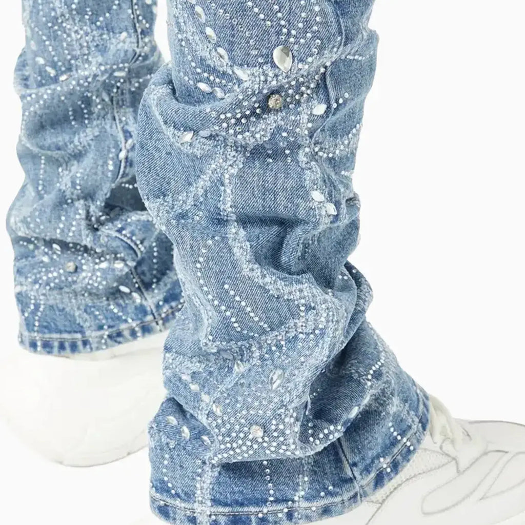 Pantalón de mezclilla araña azul acero para hombre