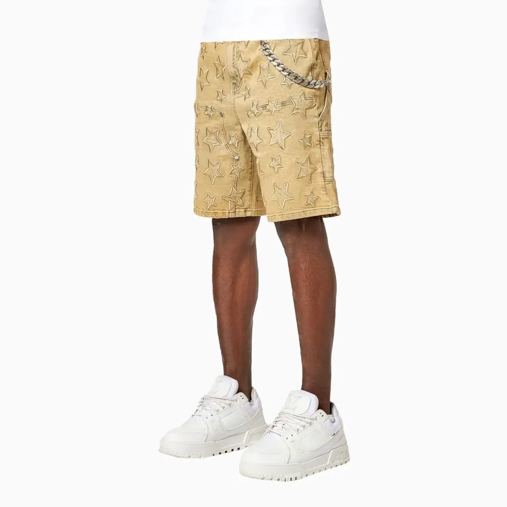 Pantalones Cortos de Mezclilla Vintage con Estrellas para Hombre