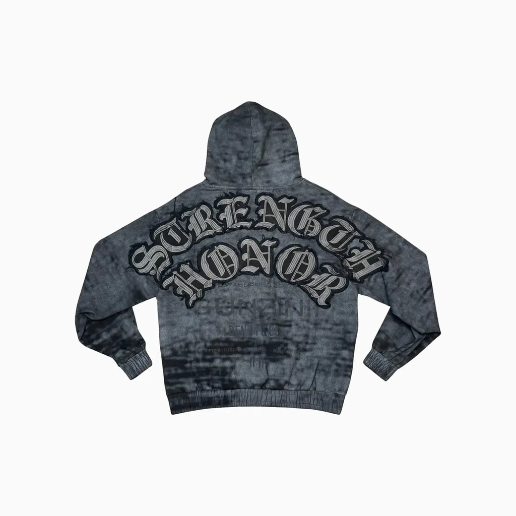 Sudadera con capucha y lema "Honor a la fuerza masculina"