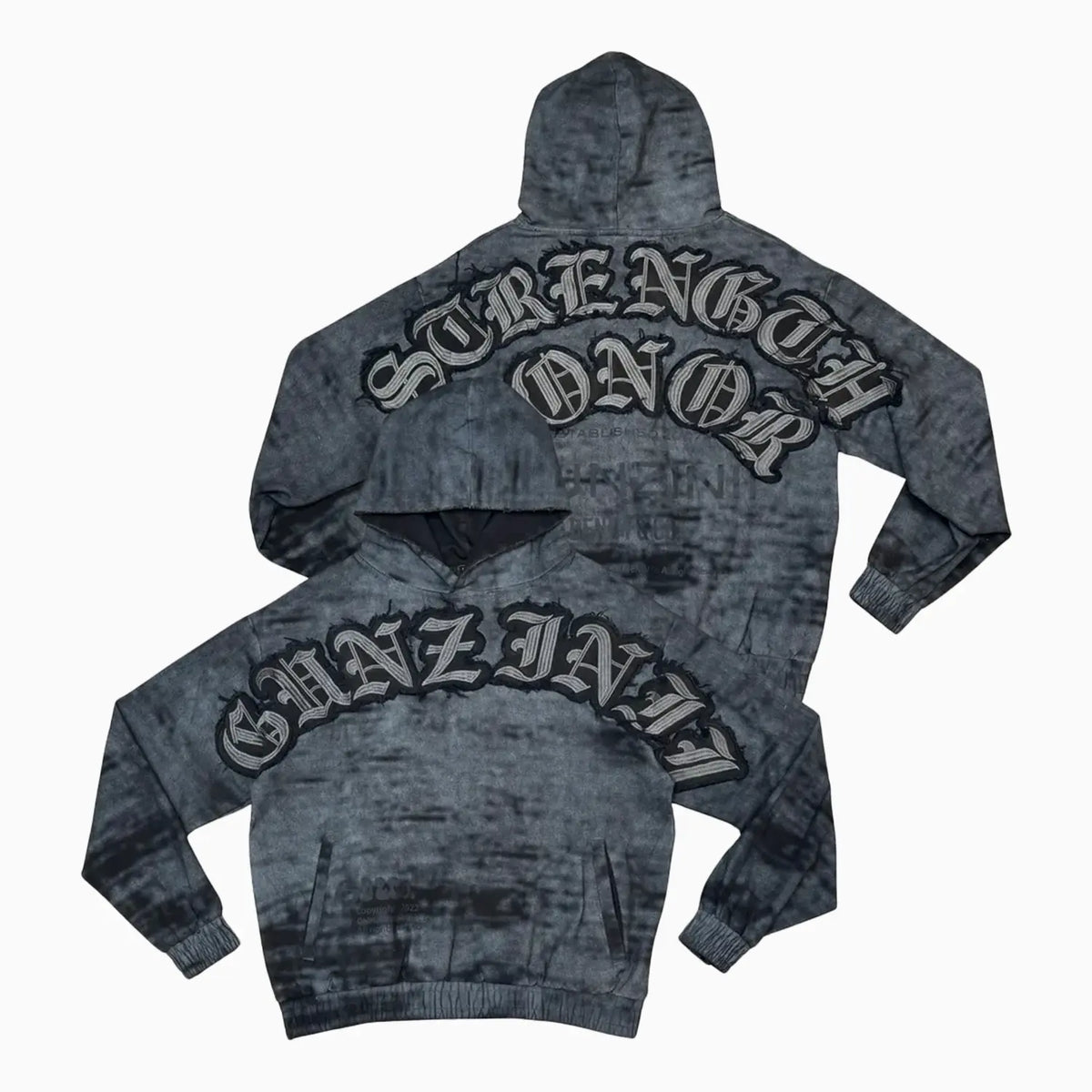 Sudadera con capucha y lema "Honor a la fuerza masculina"