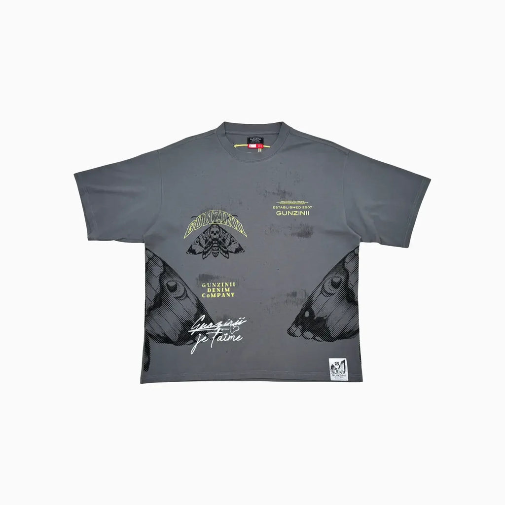 Men's Graphic Moth Print Oversized Streetwear T-Shirt