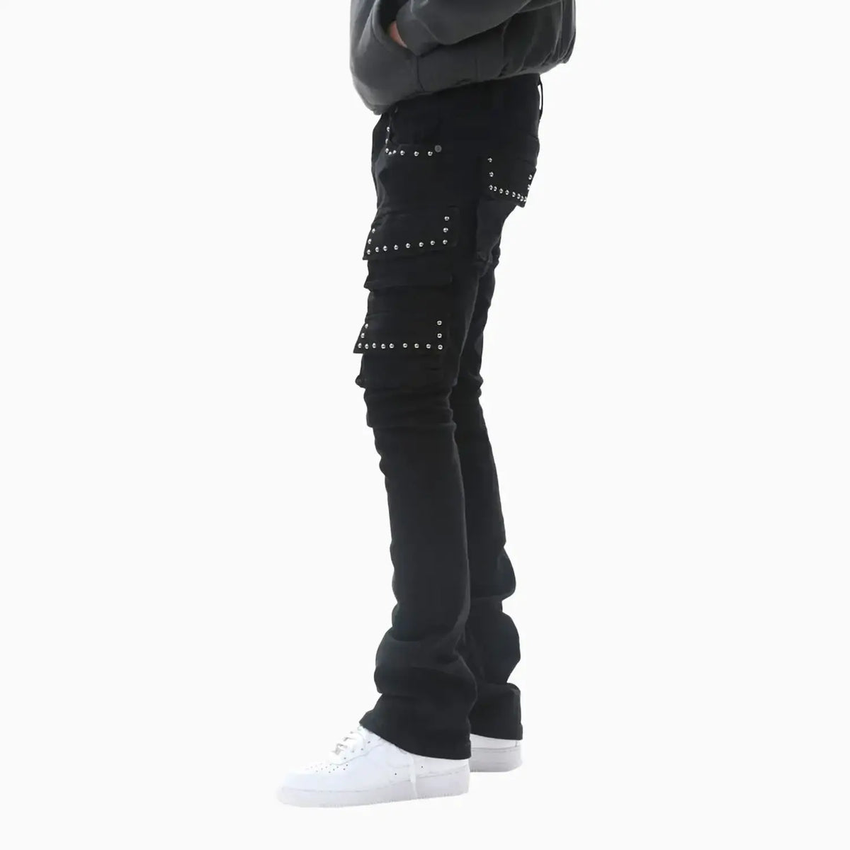 Pantalon cargo empilé en denim pour homme