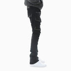 Pantalon cargo empilé en denim pour homme