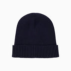 Logo Detail Beanie Hat in Cotton and Virgin Wool